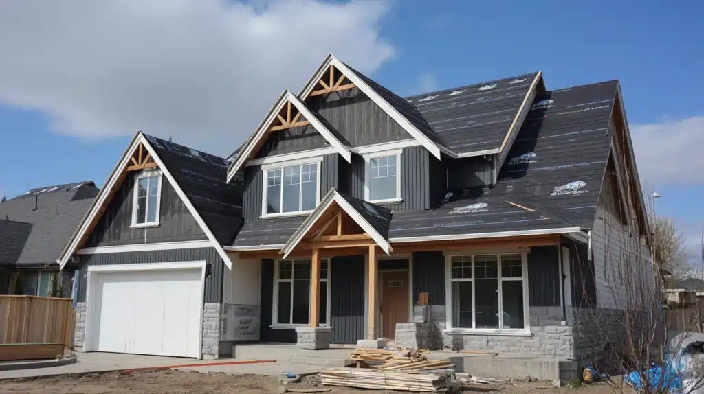 New build house with completed roof